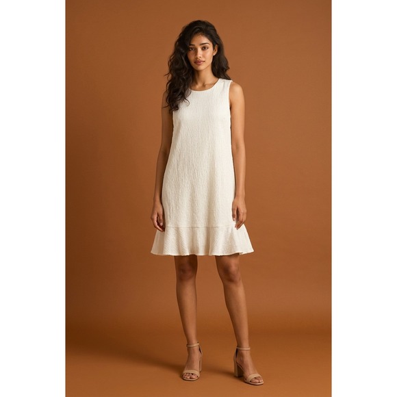 Tommy Hilfiger Dresses & Skirts - NWT Tommy Hilfiger Women Ivory Smocked Ruffle Hem Shift Dress Size 6